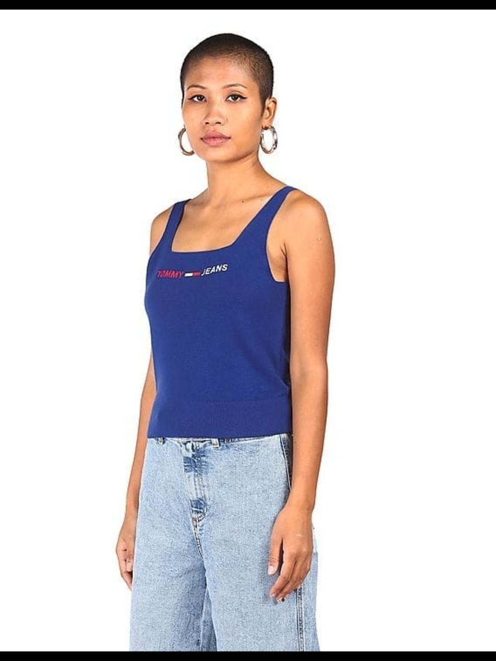 Tommy Hilfiger Royal Blue Ribbed Scoop Neck Tank with Logo